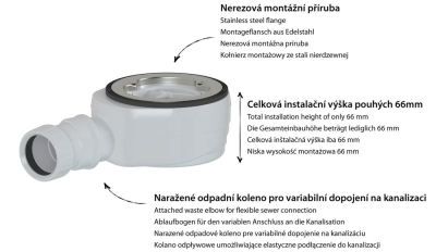 Polysan Vaničkový sifon, průměr 90mm, DN40, nízký 17672
