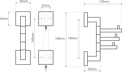 Sapho X-SQUARE trojháček otočný, chrom XQ204