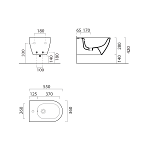 GSI PURA ECO bidet závěsný, 36x55cm, černá mat 8867126