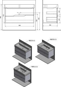 Sapho MEDIENA umyvadlová skříňka 96, 5x50, 5x48, 5cm, bílá mat/bílá mat MD100