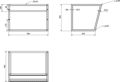 Sapho SKA konzole s policí 600x400x460mm, černá mat SKA101