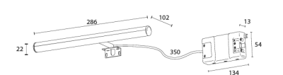 Sapho IRENE LED svítidlo, 6 W, 286x100x25mm, IP44, chrom 25861CI