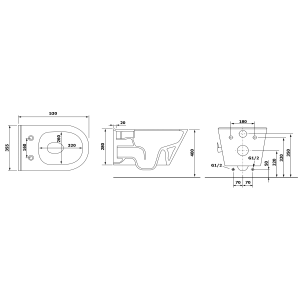Sapho AVVA CLEANWASH závěsná WC mísa, integrovaná baterie a bidet. sprška, Rimless, 35, 5x53cm, černá mat 100315-110