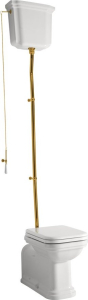 Kerasan WALDORF WC mísa s nádržkou, spodní/zadní odpad, bílá-bronz WCSET20-WALDORF