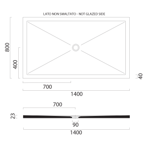 GSI Keramická sprchová vanička, obdélník 140x80x2cm, cenere mat 46140817