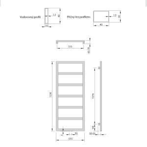 Sapho DENALI otopné těleso 550x1336 mm, antracit DN613A