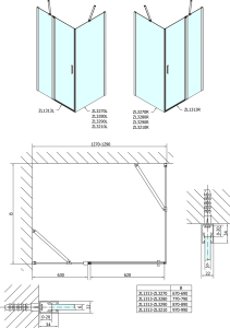 Polysan ZOOM obdélníkový sprchový kout 1300x900mm L/P varianta ZL1313ZL3290