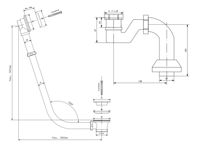 Polysan RETRO vanová souprava pro vnější instalaci, řetízek, včetně sifonu, chrom 71689