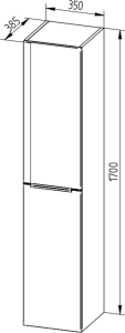 Mereo Mailo, koupelnová skříňka vysoká 170 cm, černé madlo, Multidecor, Light Rock Hickory CN594LPBLRH1