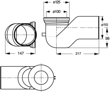 Bruckner Koleno 90 dopojení k WC, Offset, 110 mm 159.316.0