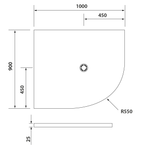 Polysan FLEXIA vanička z litého mramoru čtvrtkruh, s možností úpravy rozměru, 100x90cm, R550, levá 91321