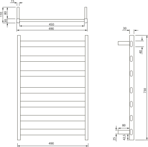 Sapho ELIAS elektrický sušák ručníků 490x730x110 mm, 105 W, černá mat EB550