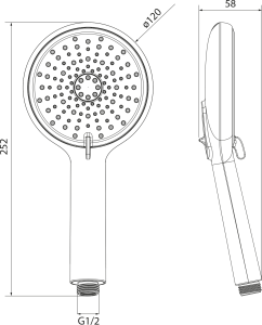 Sapho Ruční masážní sprcha, 3 režimy sprchování + režim oplach, silikon trysky, průměr 120mm, ABS/chrom 1204-51