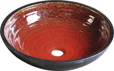 Sapho ATTILA keramické umyvadlo, průměr 43cm, tomatová červeň/petrolejová DK007