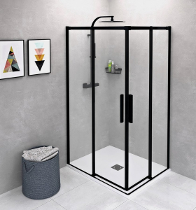 Polysan ALTIS BLACK obdélníkový sprchový kout 900x800 mm, L/P varianta, rohový vstup, čiré sklo AL1592BAL1582B