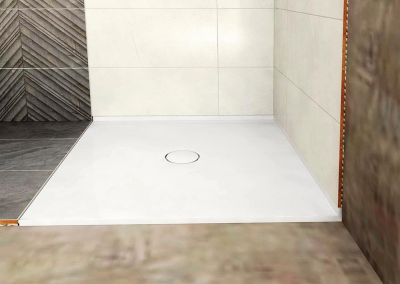 Polysan MIRAI sprchová vanička z litého mramoru, čtverec 90x90x1, 8cm, bílá 73165