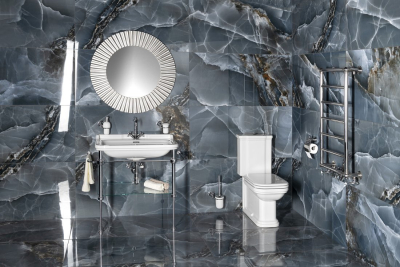 Kerasan WALDORF WC kombi, spodní/zadní odpad, bílá-chrom WCSET04-WALDORF
