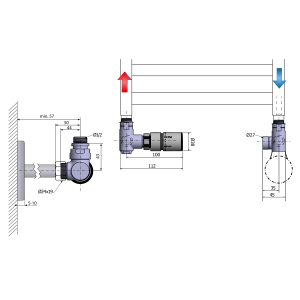 Sapho CORNER COMBI připojovací sada ventilů termostatická triaxiální, levé provedení, chrom CP3021S