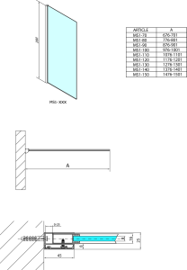Polysan MODULAR SHOWER jednodílná zástěna pevná k instalaci na zeď, 1000 mm MS1-100