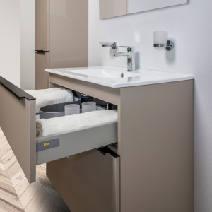Mereo Mailo, koupelnová skříňka 81 cm, černé madlo, Multidecor, Arktická bílá CN591SBBIAA