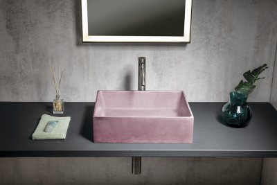Sapho FORMIGO betonové umyvadlo na desku, 47, 5x36, 5cm, růžová mat FG121