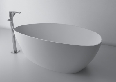 Gelco ELIPSIE volně stojící vana 1570x700x560mm, litý mramor, bílá lesk GVEL1570