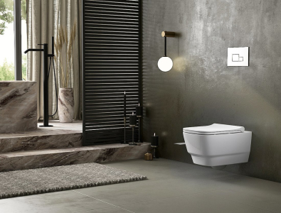 BELLO závěsné WC Rimless s podomítkovou nádržkou a tlačítkem Schwab, bílá 100214-SET5