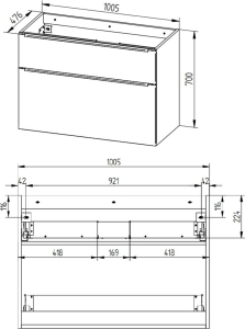 Mereo Mailo, koupelnová skříňka s keramickým umyvadlem 101 cm, dub Riviera, chrom madlo CN522