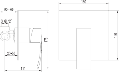 Sapho GINKO podomítková sprchová baterie, 1 výstup, černá mat 1101-41B