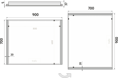 Nimco OBDELNÍKOVÁ - OSTRÉ ROHY LED zrcadlo 900x700 ZP 11019