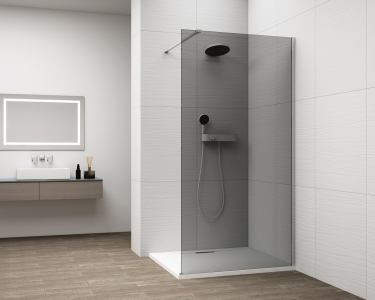 Polysan ESCA CHROME jednodílná sprchová zástěna k instalaci ke stěně, kouřové sklo, 900 mm ES1290-01