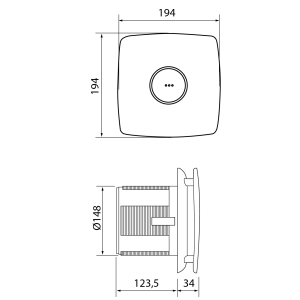 Cata X-MART 15T koupelnový ventilátor axiální s časovačem, 25W, potrubí 150mm, nerez mat 01061000