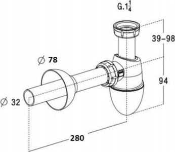 Aliaxis Česká republika s.r.o. Umyvadlový sifon Easyphon s vlisovaným těsněním 5/4", ø 32 mm, vč. krycí rozety a odpadní trubky PR7160 (0202073)