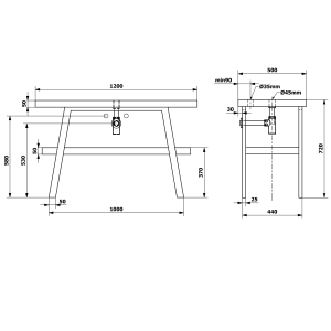Sapho TWIGA umyvadlový stolek 120x72x50 cm, černá mat/dub Rover VC453-120-4