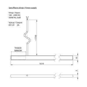 Sapho LOREA LED pásek 161cm, 1, 6W, 6000K LED165