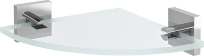 Sapho X-SQUARE skleněná police rohová, čtvrtkruhová 200x200mm, chrom/čiré sklo XQ009-11