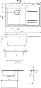 Granitový dřez Sinks RIM 780 L Metalblack levý SIGRI78050074L