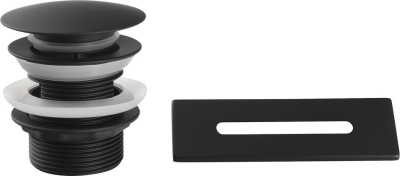 Aqualine SET krytka přepadu, vanová výpust 6/4", click-clack, černá mat TF9005B