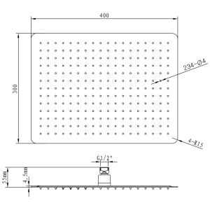 Sapho SLIM hlavová sprcha, 400x300mm, nerez lesk MS585