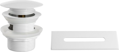 Aqualine SET krytka přepadu, vanová výpust 6/4", click-clack, bílá lesk TF9005W