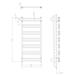 Sapho METRO DOS otopné těleso 500x1100 mm, černá mat IR432TB