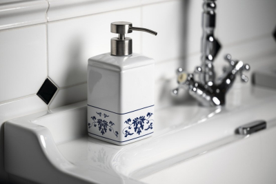 Gedy CIXI dávkovač mýdla na postavení, porcelán, bílá/modrá CX8189