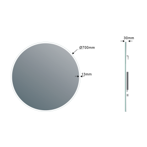 Sapho VISO kulaté zrcadlo s LED osvětlením a policí ø 70cm, bílá mat VS070-01