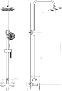 Bruckner BARON sprchový sloup s pákovou baterií, chrom 612.139.1