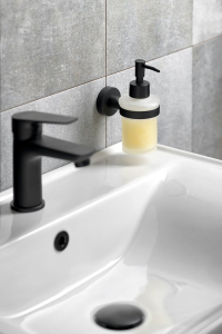 Aqualine SAMBA dávkovač mýdla 150ml, mléčné sklo, černá mat SB219