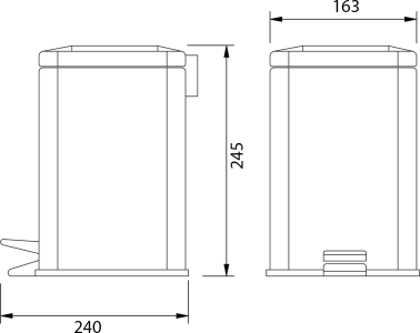 Aqualine SIMPLE LINE odpadkový koš hranatý 3l, nerez lesk GAQ003