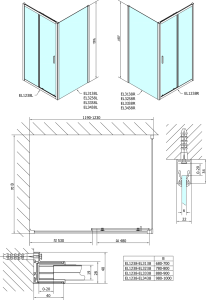 Polysan EASY LINE sprchové dveře 1200mm, sklo Brick EL1238