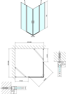 Polysan ZOOM čtvercová sprchová zástěna 900x900mm, čiré sklo ZL5415