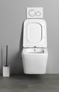 Sapho PORTO CLEANWASH závěsná WC mísa Rimless, integrovaná baterie a bidet. sprška, 36x5cm, bílá PZ102RX