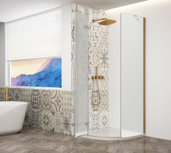Gelco TRINITY GOLD MATT čtvrtkruhový sprchový kout 900x900mm, matné sklo, levé GT6590ML-G